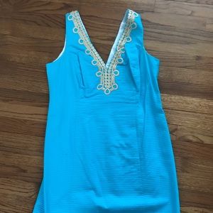 Lilly Pulitzer Aqua and Gold Dress